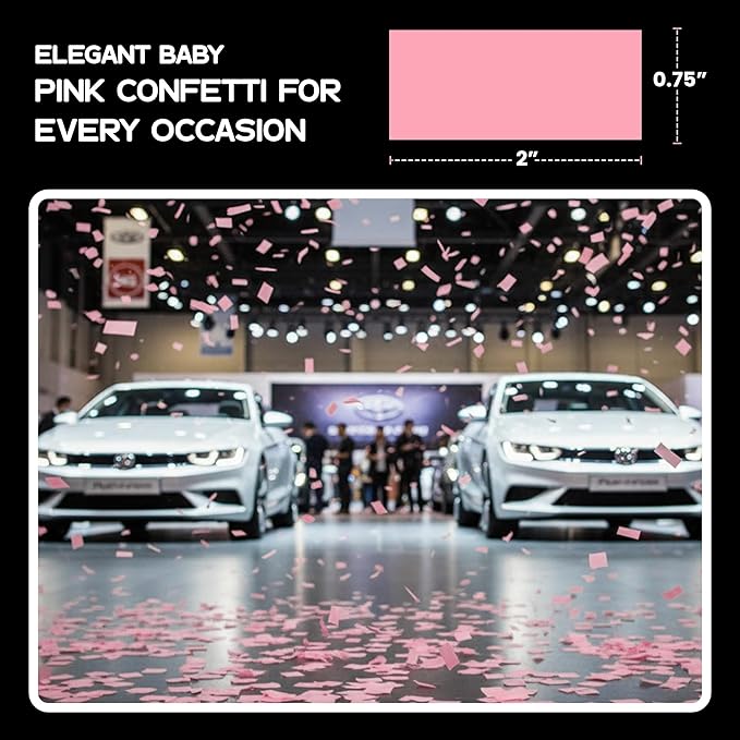 Ultimate Confetti, Baby Pink Color Biodegradable Confetti - Rectangular Flame-Resistant and Slow-Falling Tissue Paper Confetti for Cannon and Launcher use – Best for Celebrations - 1 lb, 16 oz