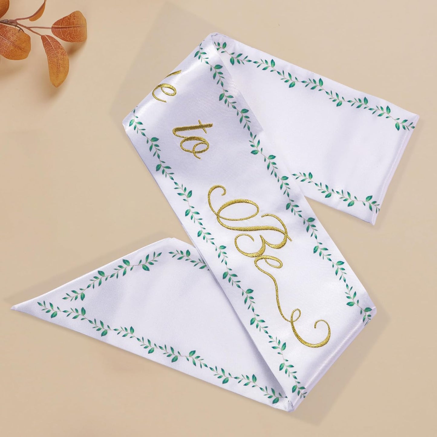 Embroidered Bride to Be Sash Double-Layer Satin Sash with Green Trim Bridal Shower Hen Night Bachelorette Party Accessories