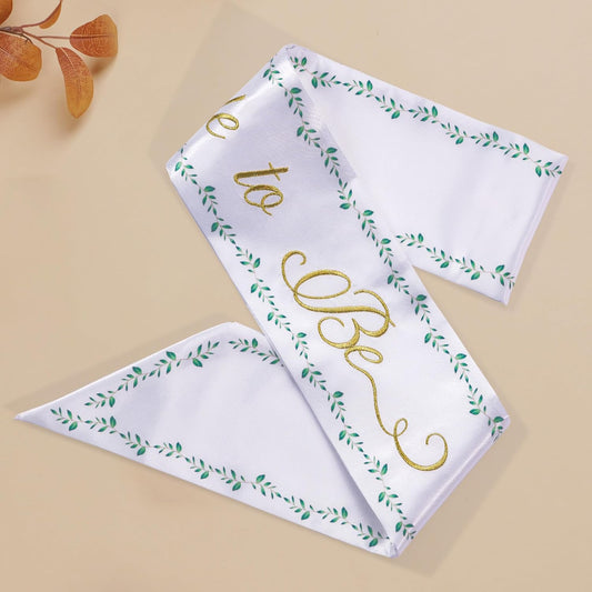Embroidered Bride to Be Sash Double-Layer Satin Sash with Green Trim Bridal Shower Hen Night Bachelorette Party Accessories