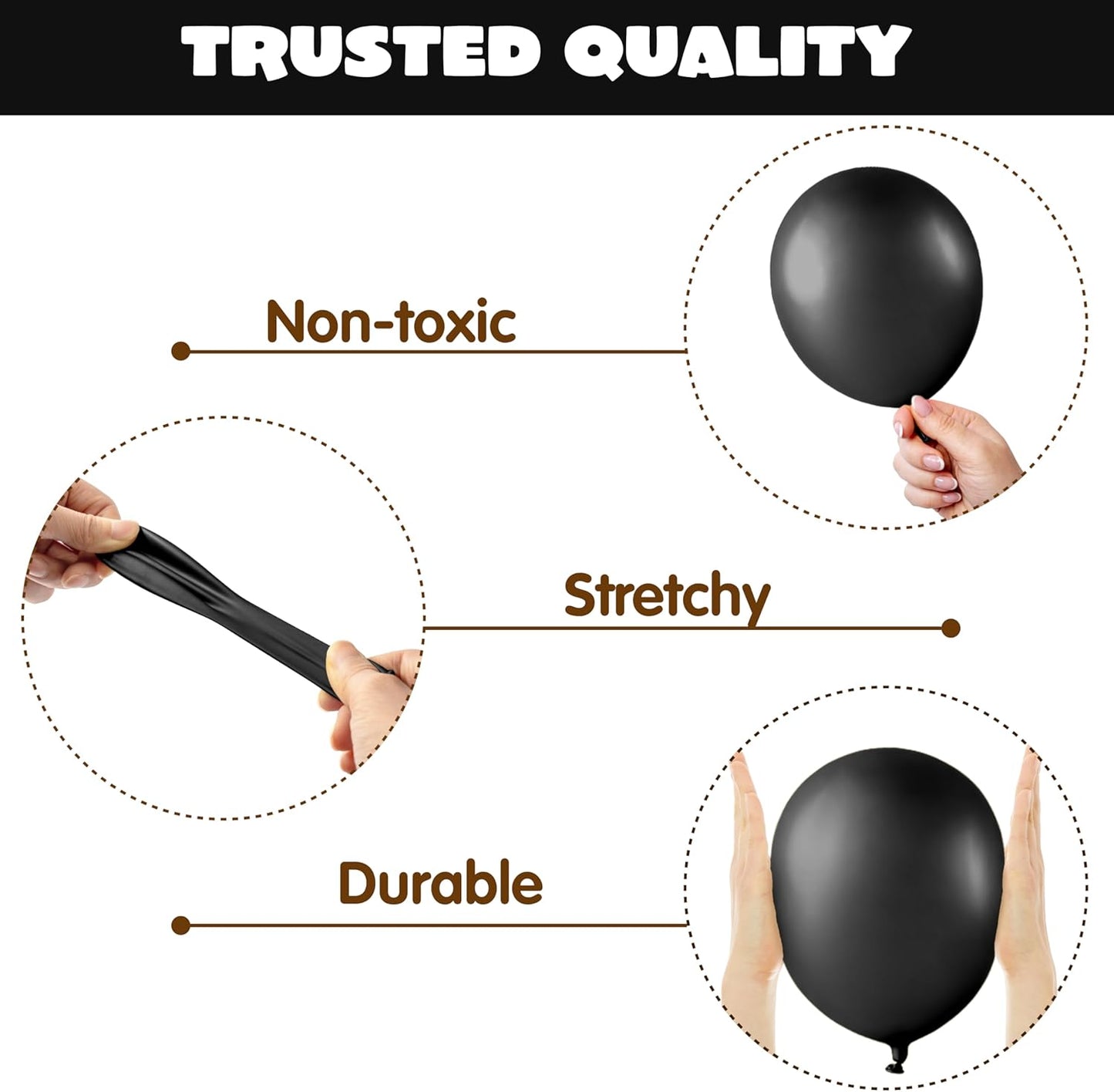JOYIN 150 Pcs Black Balloons, Different Sizes 18 12 10 5 Inch Black Latex Balloon Arch Kit with Instruction for Birthday Party Graduation Wedding Holiday Decoration