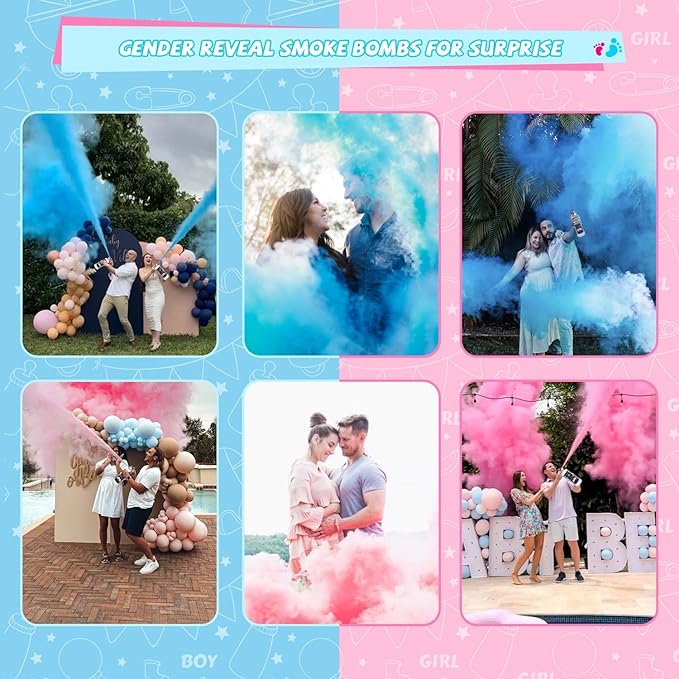 Gender Reveal Fire Extinguisher Smoke Powder for Gender Reveal Party Ideas 1 Pink 1Blue Large Gender Reveal Smoke Powder with Tissue Safe Powder Boy Girl Fire Extinguisher Baby Gender Reveal