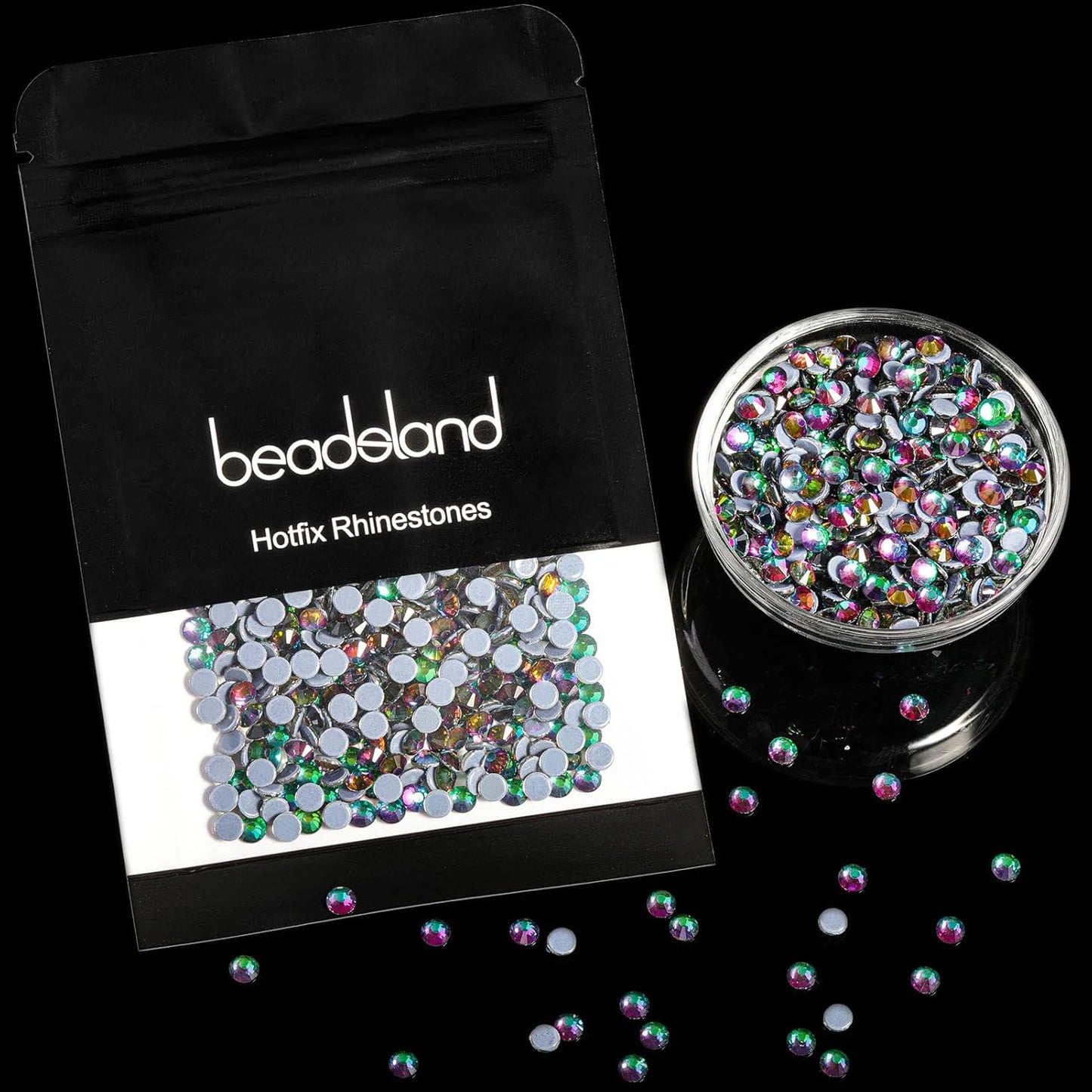 Beadsland Hotfix Rhinestones, 2880pcs Flatback Crystal Rhinestones for Crafts Clothes DIY Decorations, Green Volcano, SS6, 1.9-2.1mm