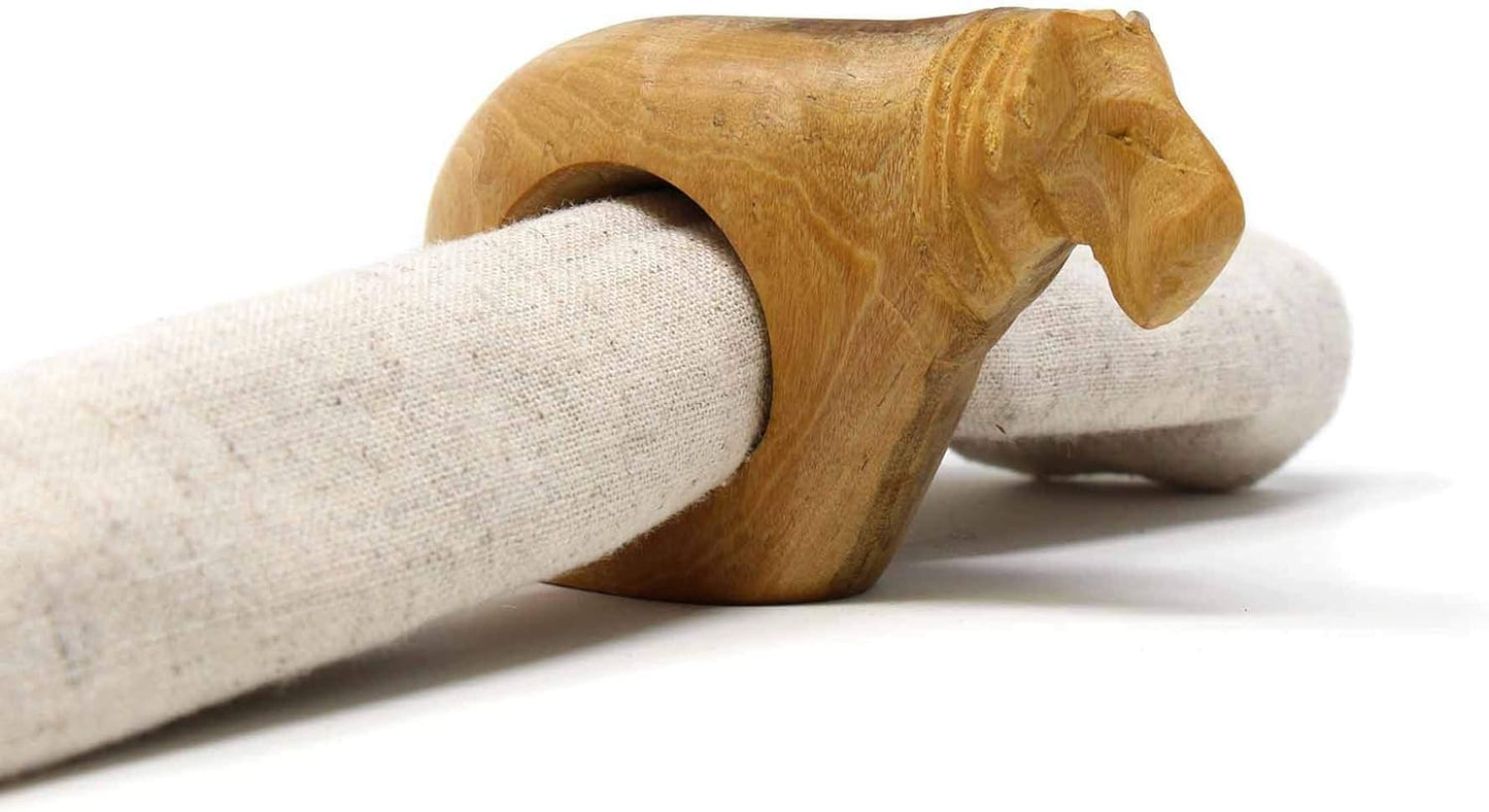 Global Crafts Handcarved Mahogany Wooden Napkin Ring Holders, Lion, Set of 6 (KWF012_L)