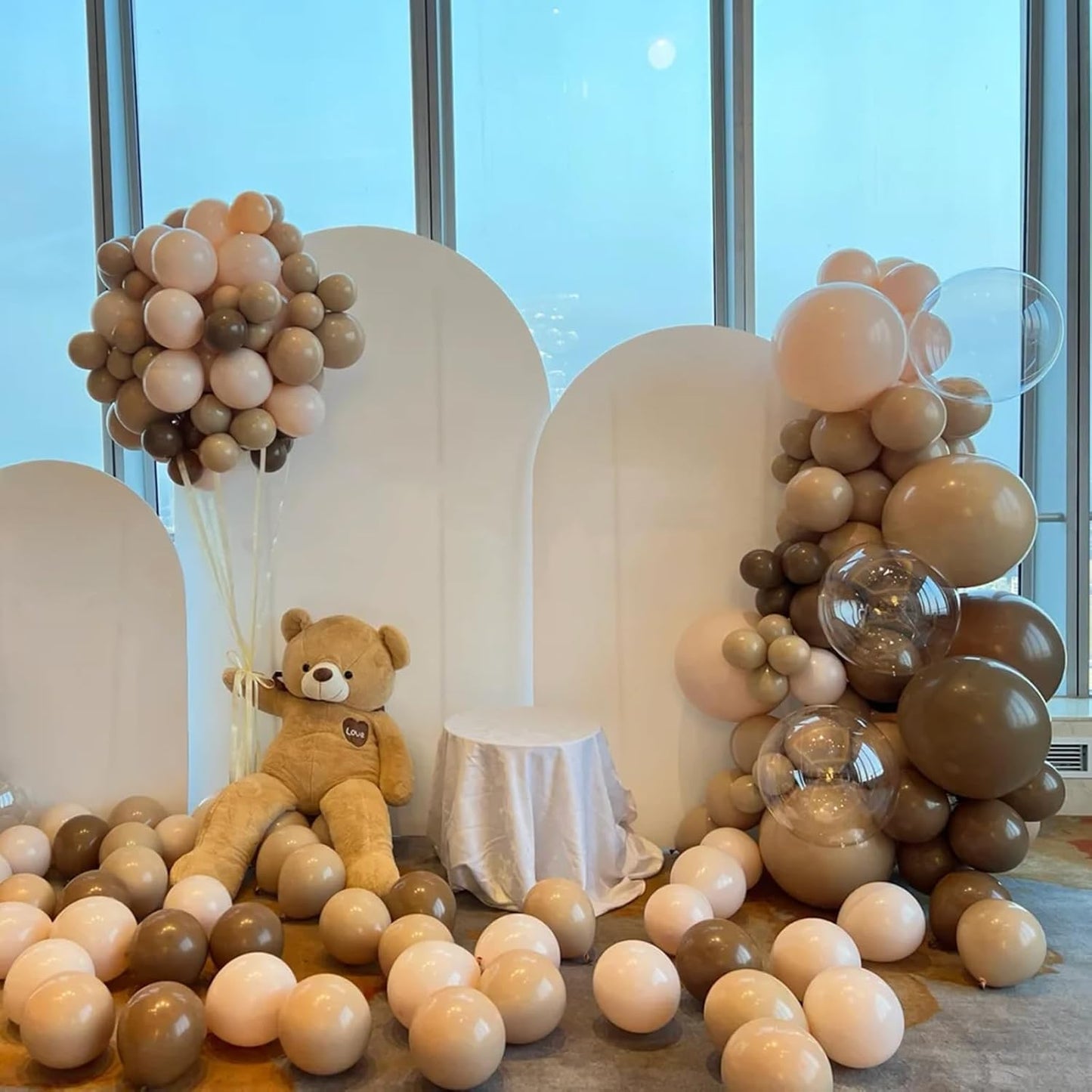 105pcs Khaki Balloons 12inch Party Latex Balloons for Boys Girls Birthday Baby Shower Gender Reveal Wedding Sunflower Party Decorations