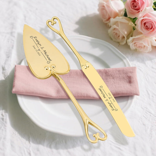 Custom Cake Cutting Set for Wedding Cake Knife and Server Set Personalized Gold Cake Cutter Gift for Anniversary Birthday Christmas