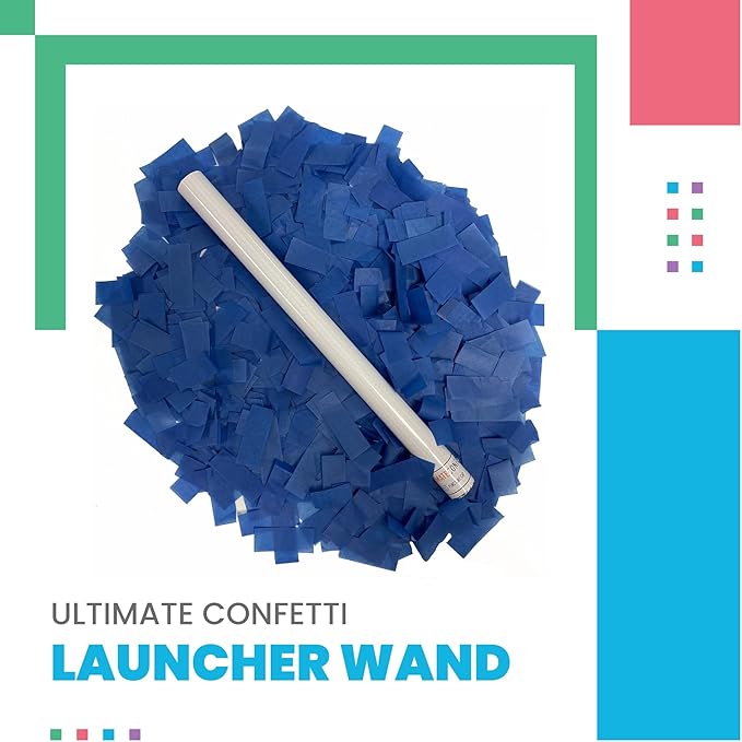 Ultimate Confetti - 8 Pack Dark Blue Confetti Wands - Handheld 14" Biodegradable Tissue Paper Confetti Flick Flutter Sticks For Wedding, Birthday, Parties & Live Events - 2 Handfuls, 1.5 oz Each Stick
