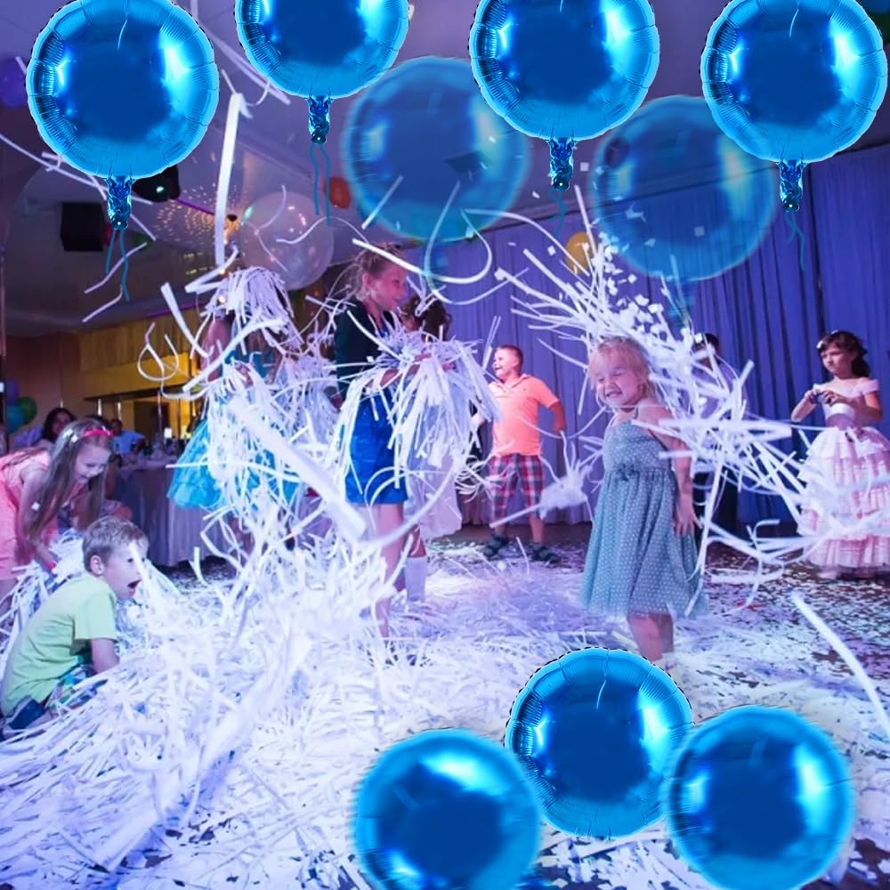 TONIFUL 30Pcs 18 Inch Large Blue Round Shape Foil Balloons Big Blue Circle Helium Mylar Ballons for Birthday Wedding Baby Shower Anniversary Engagement Party Decorations Supplies