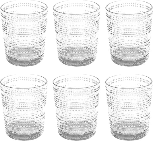 Beaded Double Old Fashioned Drinkware, Indoor/Outdoor, Clear, 15.6 oz., Set of 6