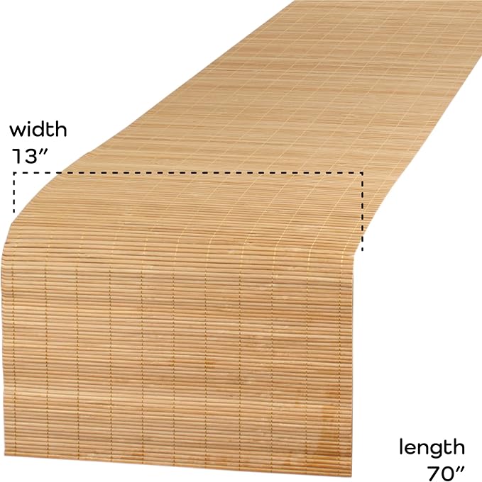 BambooMN Carbonized Bamboo Matchstick Natural Table Runner, Home Décor, 1 Piece
