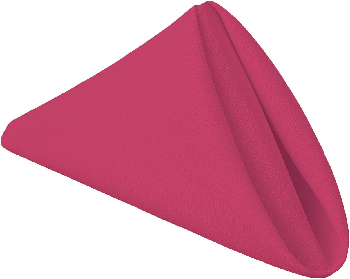 Gee Di Moda Cloth Napkins - 17 x 17 Inch Fuchsia Dinner Napkins - Set of 12 Soft & Absorbent Washable Fabric Cloth Table Napkins with Hemmed Edges for Hotel Restaurant, Holiday Parties & Wedding