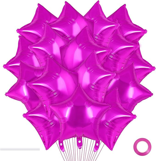 20 Pcs Rosered Star Balloons,18 Inch Star Foil Balloons,Stars Shaped Balloon Mylar Helium Balloon for Birthday Party Anniversary Wedding Baby Shower Decorations (Rosered)