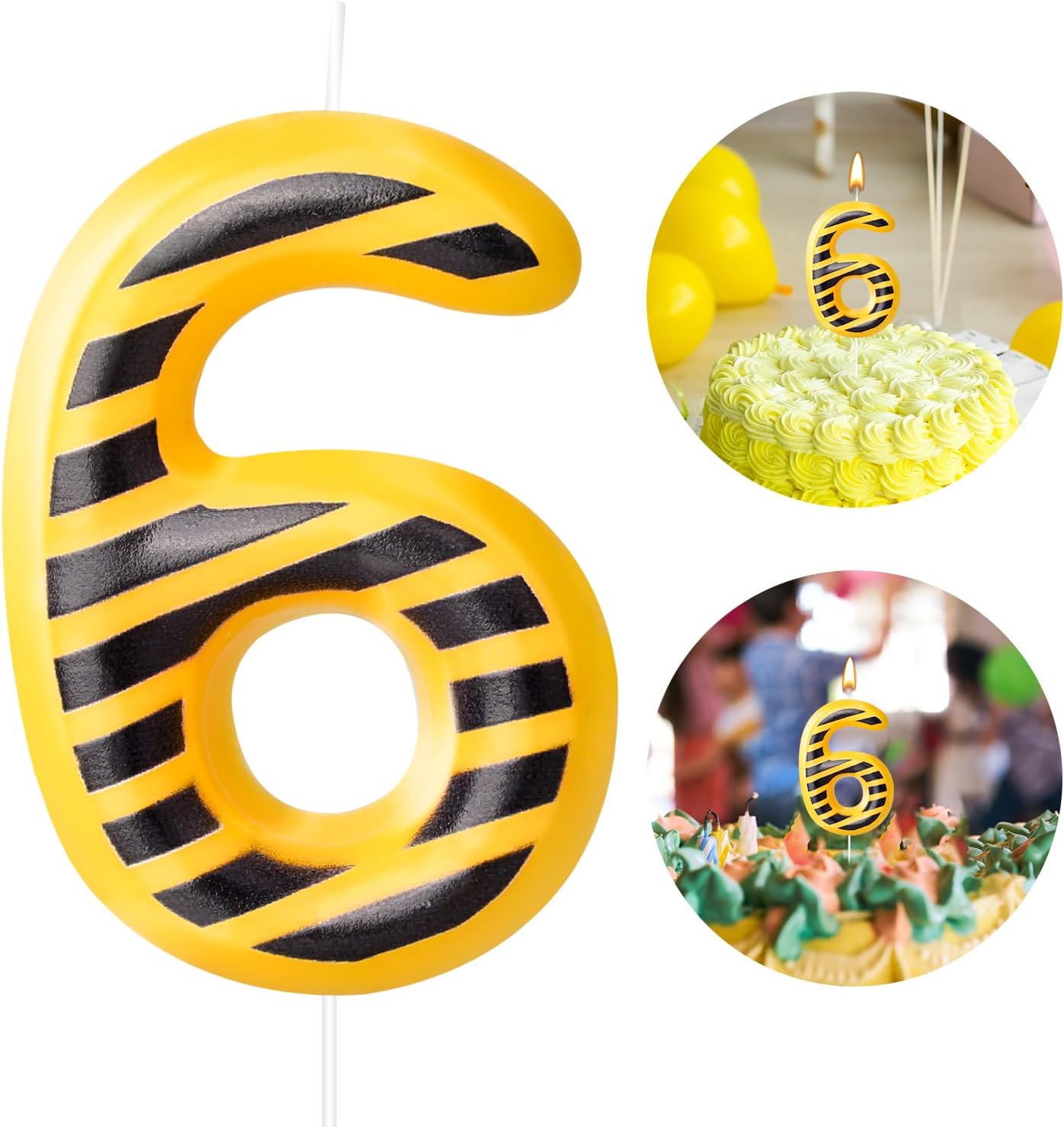 Construction Themed Birthday Candles Number 6 Candle Birthday Party Decoration Cake Topper for Construction Party Decoration Theme Party Supplies (Number 6)