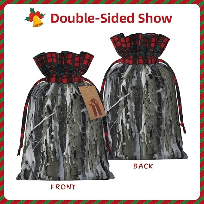 PULaif Cold Tree Camouflage Christmas Drawstring Gift Bags, Large Size Christmas Bags For Gifts Party Favors, Xmas Gift Bags