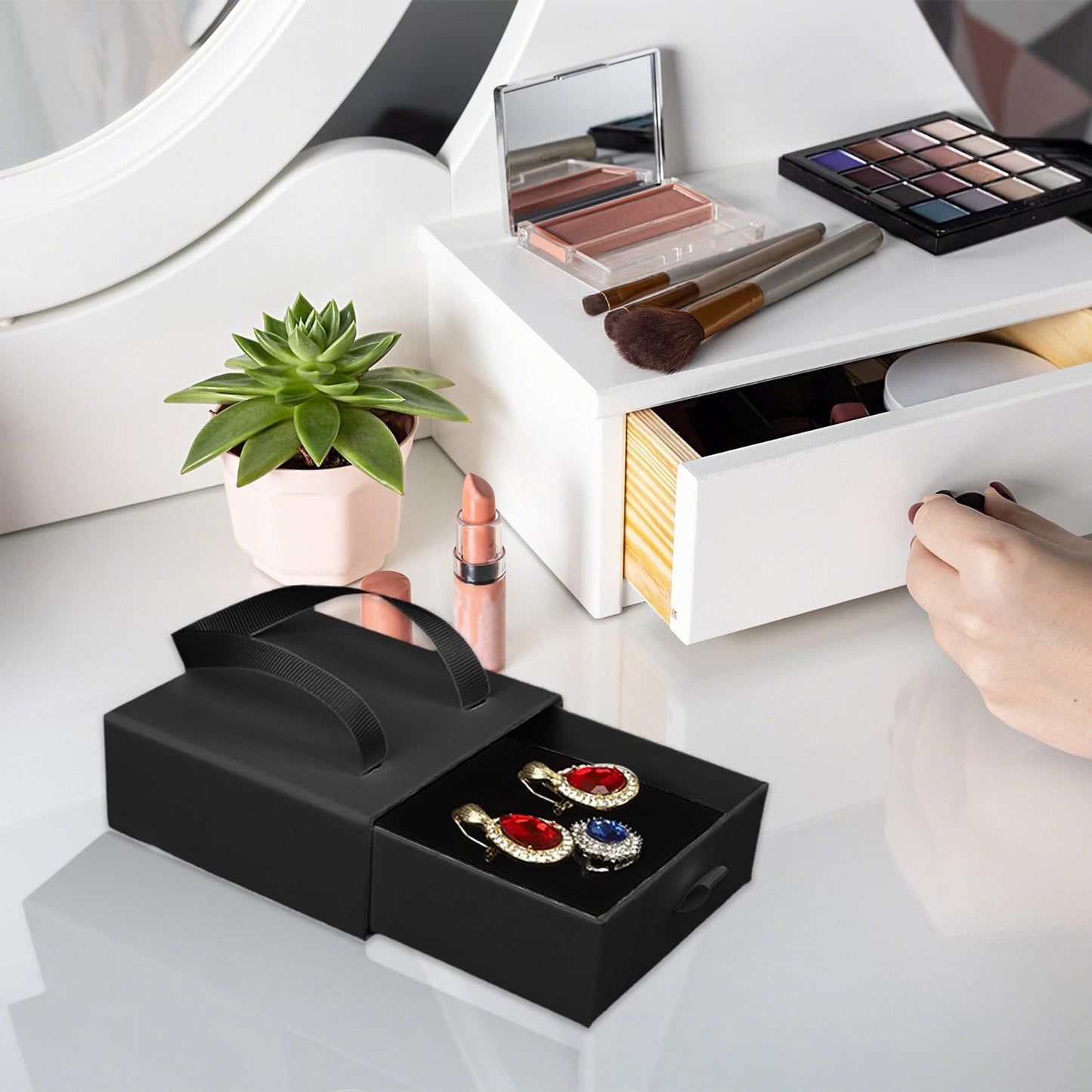 Small Jewelry Boxes, 12 Pack Jewelry Gift Boxes Drawer Jewelry Box Necklace Box, Jewelry Gift Box Necklace Gift Box For Earrings Rings Necklace Bracelet,4 x 4 x 1.7 Inches (Black)