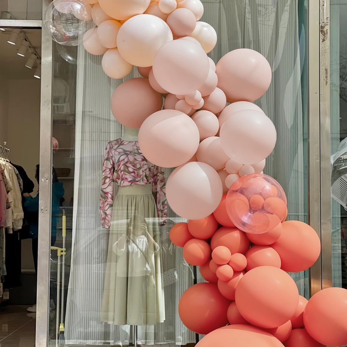 Orange Pink Blush White Balloon Garland Arch Kit, 155Pcs Latex Balloons Different Size 18 12 10 5 inch for Baby Shower Gender Neutral Orange Citrus Kids Birthday Party Backdrop Decorations