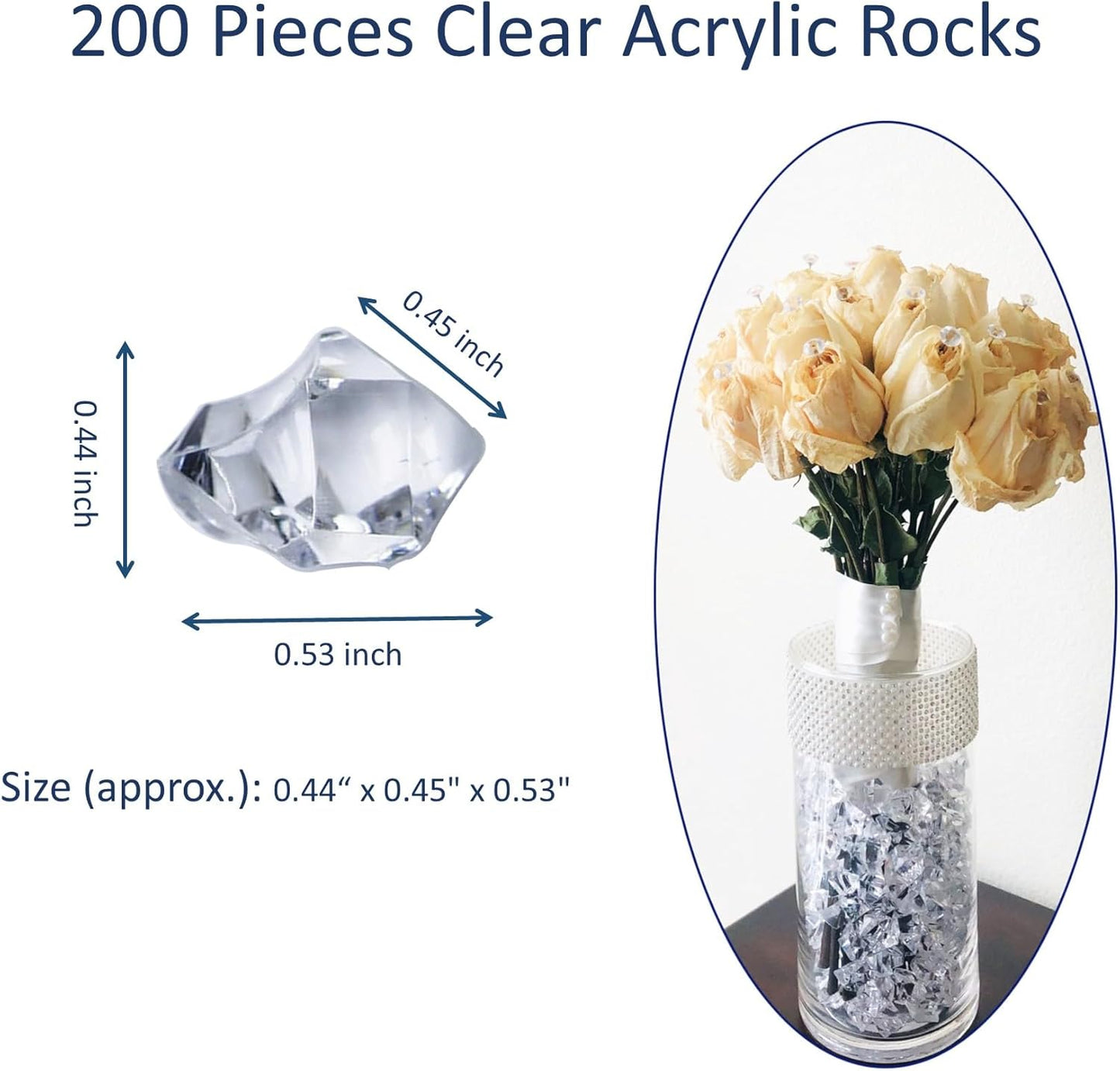 200 Pieces Clear Acrylic Ice Crystals, Decorative Gems, Reusable Acrylic Crushed ice Rocks for Home Décor