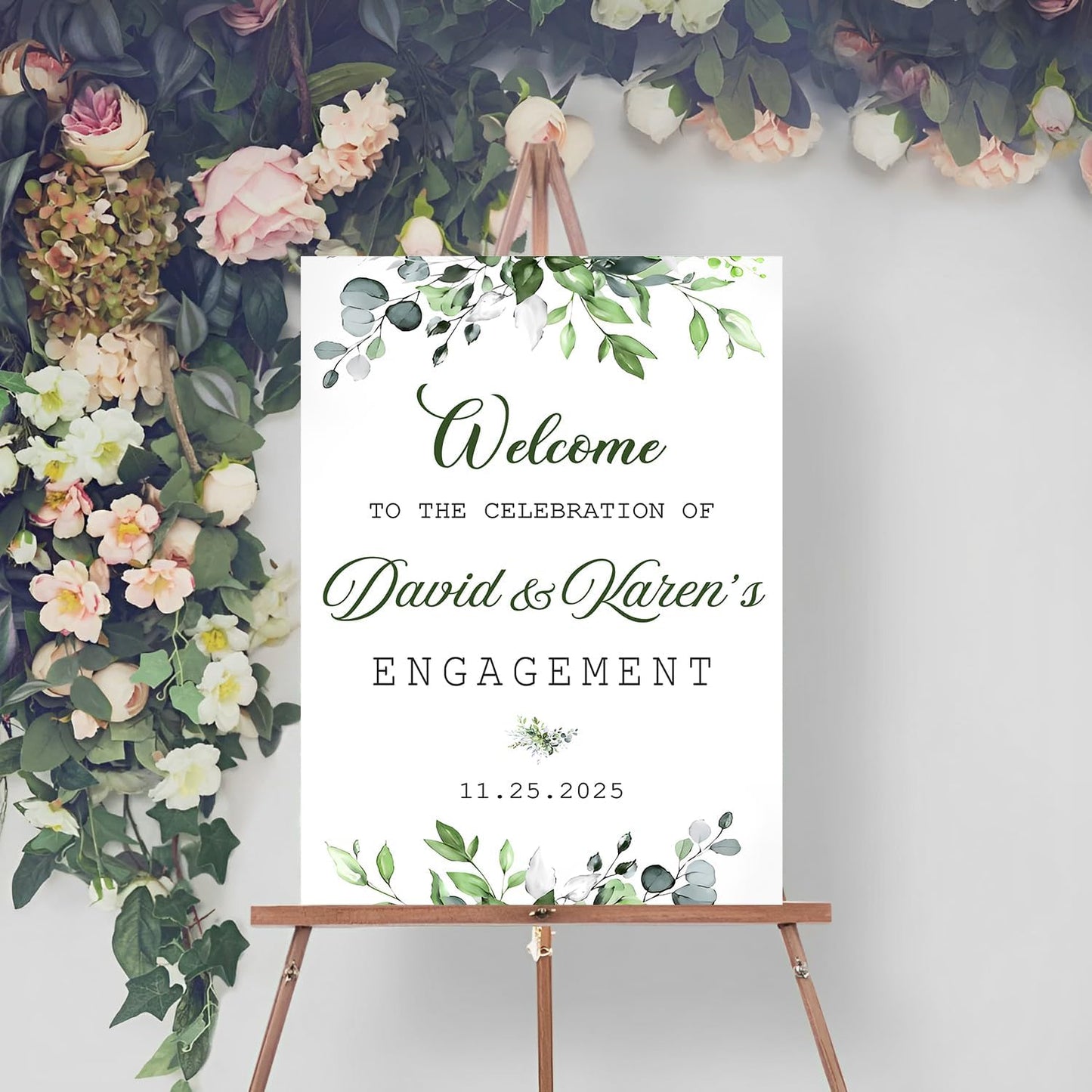Greenery Engagement Signs Personalized, Welcome To The Celebration Sign For Engagement, Engagement Welcome Sign, Engagement Party Decorations, Engagement Party Table Decorations