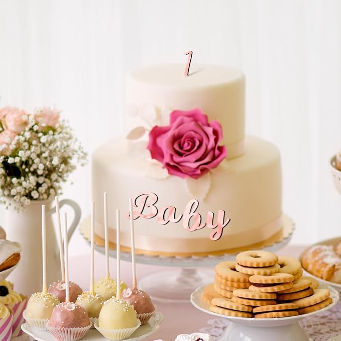 Jspupifip 64pcs Rose Gold Acrylic Cake Topper, Glitter Numbers & Alphabet Decor, Personalized Cake Picks for Anniversary, Baby Shower, Wedding Party Supplies