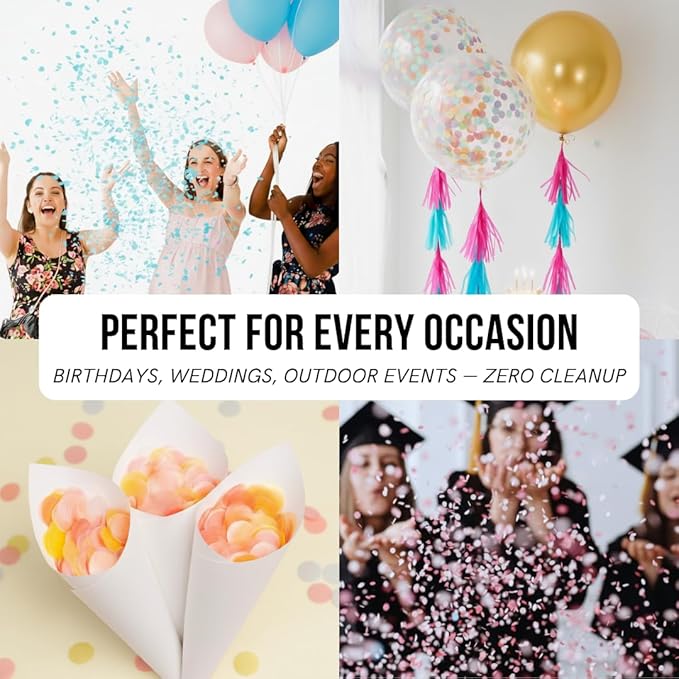Biodegradable Rice Paper Confetti, 50 GRAMS 2 CM Round Toss Confetti, Eco Friendly, Compostable, Water Soluble Party Confetti for Weddings, Birthdays & Celebrations (Multi Color), 6500 Pcs (Rainbow)