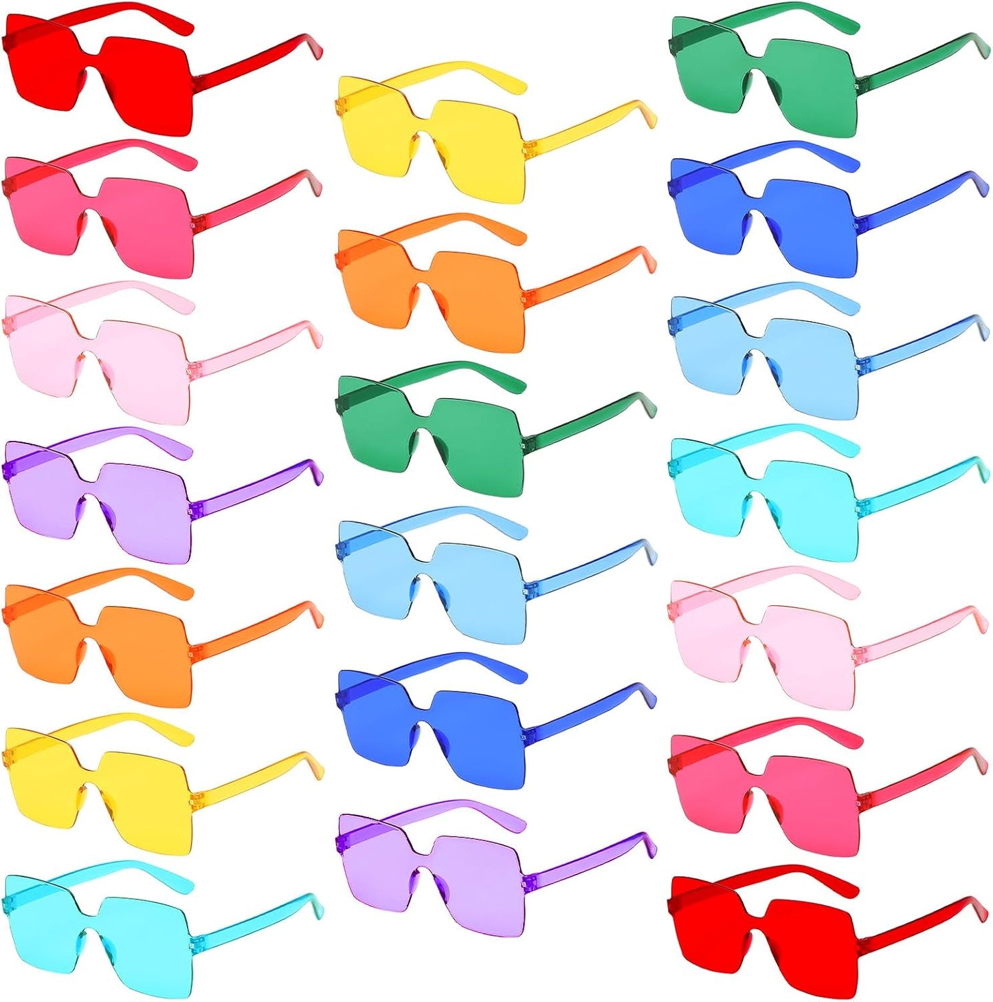 10/20 Pack Star/Heart Shape/Round/Butterfly/Cat Eye/Rectangle/Fire Rimless Tinted Party Sunglasses Color Glasses