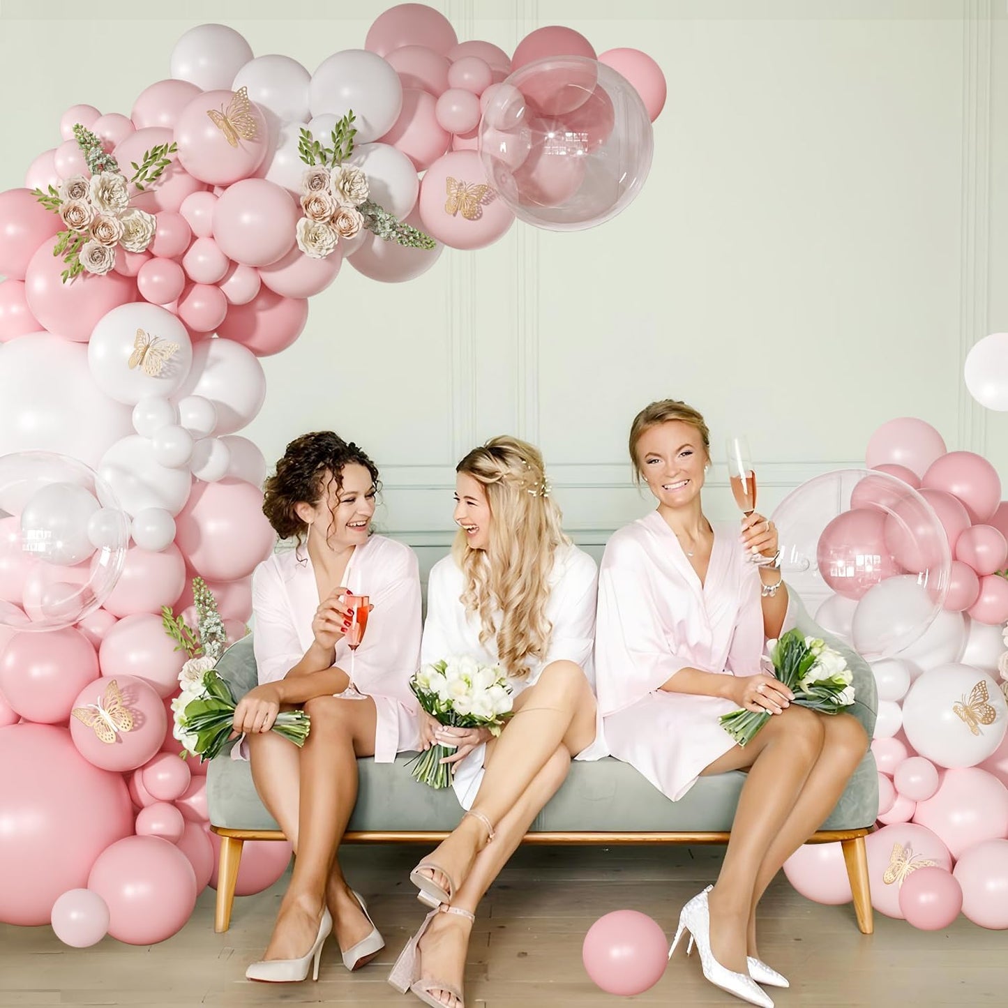 Light Pink Balloon Arch Kit, 126Pcs Baby Pink and White Balloon Garland Kit for Wedding Birthday Baby Shower Gender Reveal Bridal Shower Party Decorations