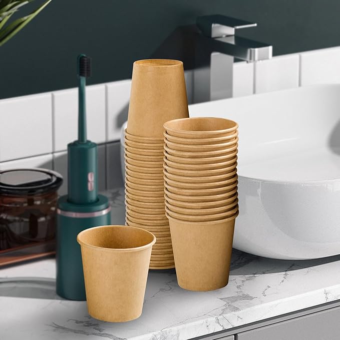 1200 Pack 3 oz Paper Cups, Disposable Kraft Small Mouthwash Bathroom Cups 3 Ounce, Hot/Cold Beverage Cups for Home, Kitchen, Party