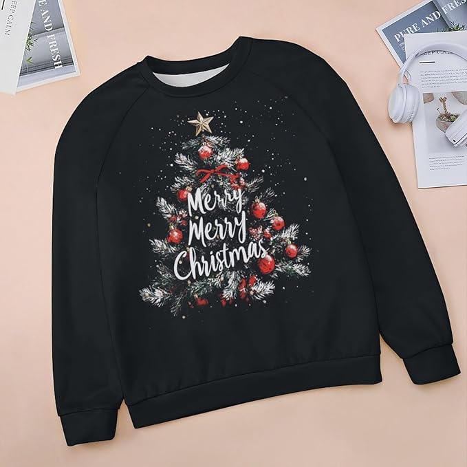 LOAIHA Christmas Sweatshirts for Women Christmas Tree Graphic Shirt Xmas Long Sleeve Merry Christmas Pullover Blouse