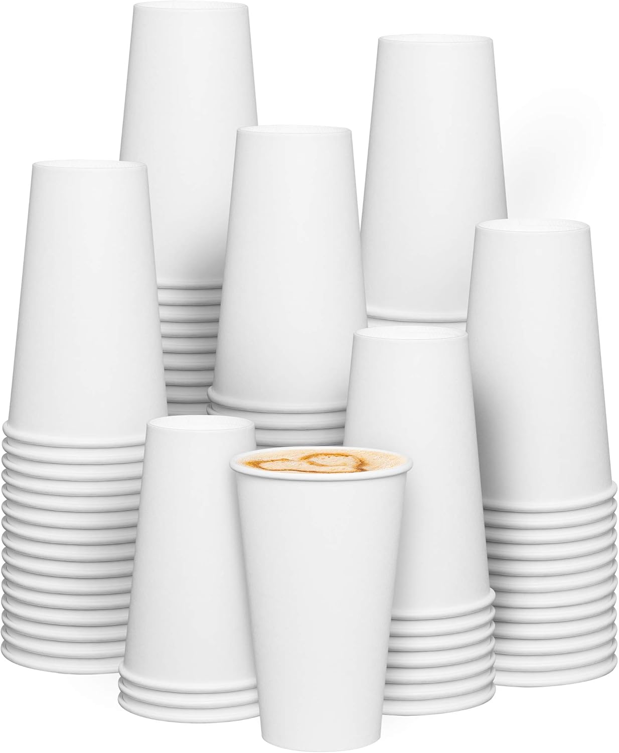 GUSTO [16 oz. - 200 count] Disposable White Paper Cups, Hot Coffee Cups - Eco-Friendly Hot Cups