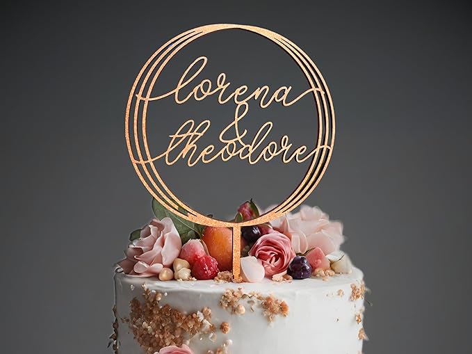 Personalized Happy Birthday Cake Topper Couples Name Cake Topper for Wedding or Engagement Gift Custom Birthday Cake Topper for Any Age Made with Wood & Acrylic