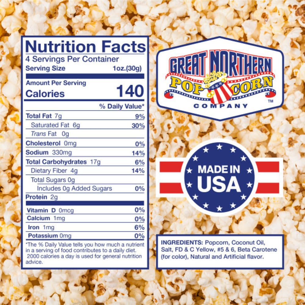4oz Popcorn Machine Popcorn Packets - All-in-One Movie Theater Style Popcorn Kernels, Salt, and Oil Packs by Great Northern Popcorn (24 Case)