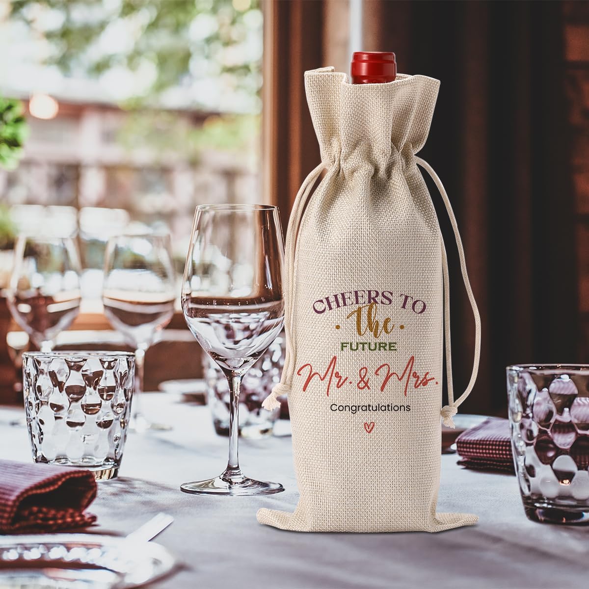 FBCCZEY Wedding Shower Gifts Wine Bag Bridal Shower Wedding Gift Party Favors Mr And Mrs Wine Bottle Bags Mr And Mrs Cheers To The Future Wines Bags