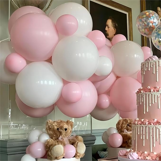 White Balloons, 140pcs 18 12 10 5 Inch Different Sizes Pack Party Latex Balloons for Birthday Halloween Holiday Balloon Garland as Party Decorations