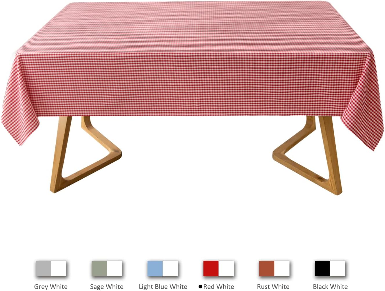 maxmill Checkered Square Tablecloth Stain Resistant Waterproof and Wrinkle Resistant Washable Heavy Weight Soft Table Cloth Gingham for Dining Room Christmas Holiday Dinner, 52 x 52 Inch Red White