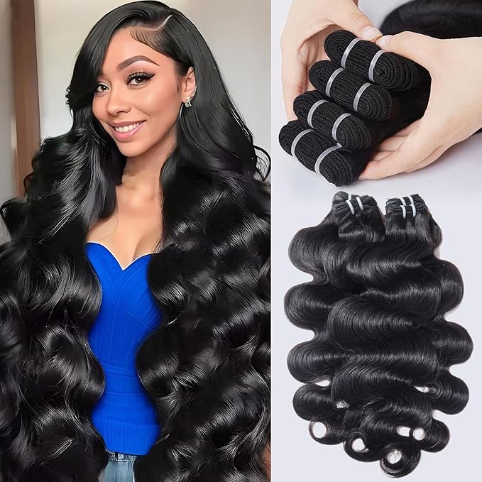 12A Raw Bundles Human Hair Body Wave Human Hair Bundles,20 22 24 26 Inch Indian Virgin Bundles Human Hair Quick Weave, Triple Lifespan No Tangle Shedding Keep Texture Silky Soft After Multiple Washes