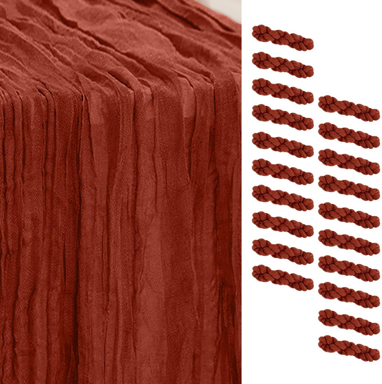 20 Pack Terracotta Cheesecloth Table Runner 35x120 Inch 10Ft Rustic Gauze Cheese Cloth Thanksgiving Table Runner Sheer Cheesecloth Table Runners for Wedding Party Bridal Shower Decoration