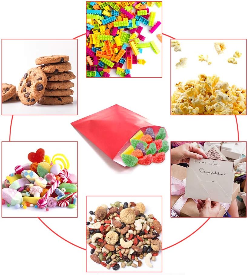 AZOWA Candy Buffet Bags Assorted Color 6 x 9 In Large Paper Treat Bags Pack of 100