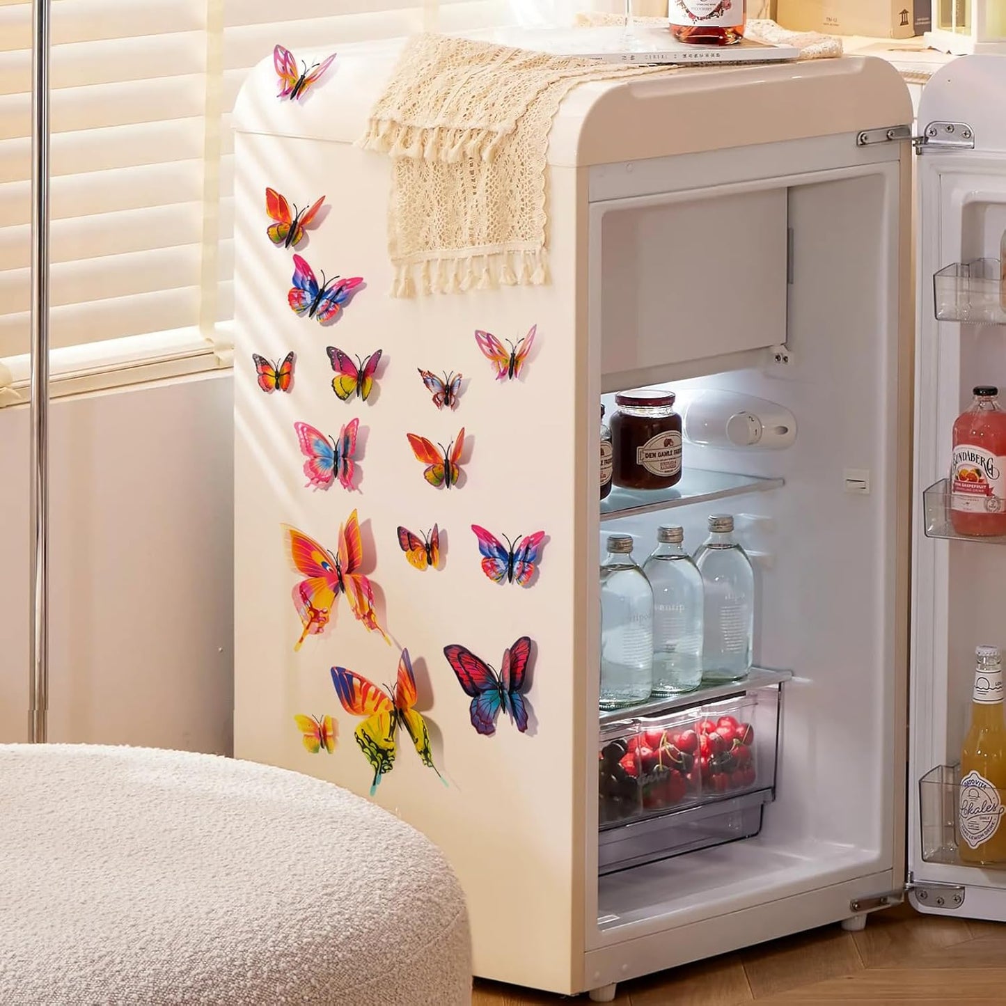 SAOROPEB 3D Butterfly Wall Decor, 24 Pcs Double Layer Butterfly Decorations for Party Decorations Locker Decor Refrigerator Decal, Reusable (Multicolor)