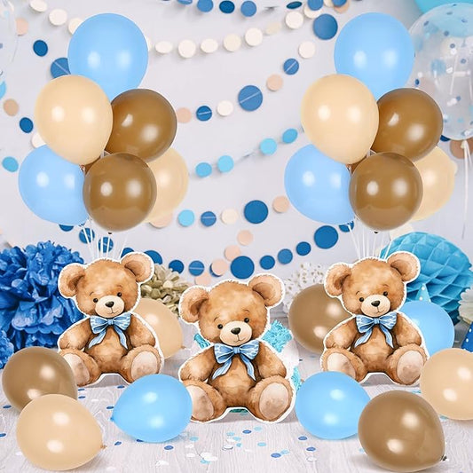 4 Sets Balloon Stand Kit for Table Bear Baby Shower Tables Centerpieces with Balloon Boy Baby Shower Decorations for Bear Theme Gender Reveal Birthday Party Table Decorations Supplies