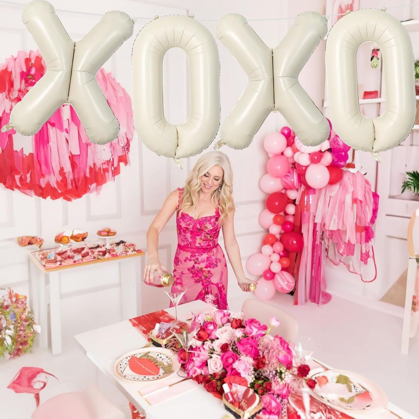 40 Inch Beige XOXO Balloons, Large Cream Mylar Foil Balloon Letter for Valentine's Day, Ivory White Sand XOXO Alphabet Banner Sign for Wedding, Engagement, Marriage, Bridal Shower, Party Decorations