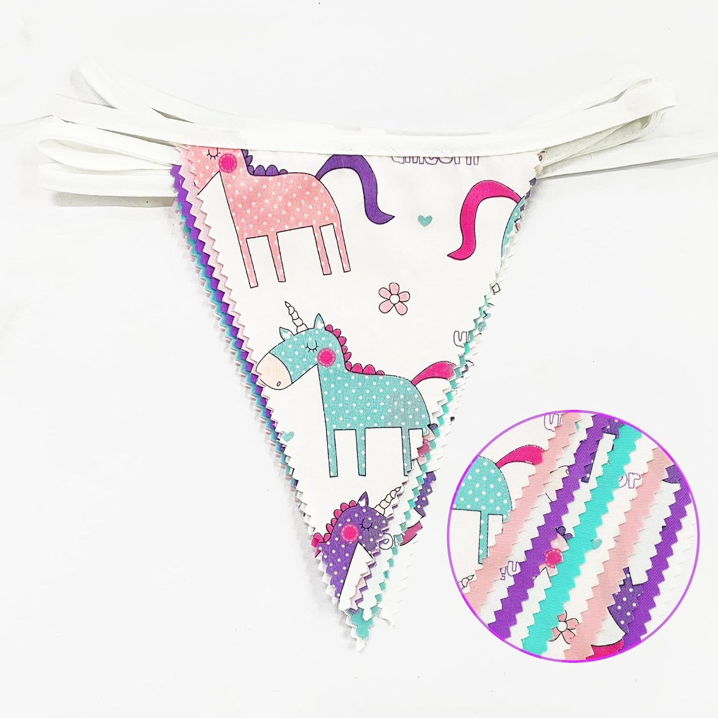 32Ft Pink Purple Blue Pennant Banner Fabric Triangle Flag Bunting Garland for Rainbow Theme Summer Decor Magical Birthday Wedding Party Home Outdoor Garden Hanging Decorations