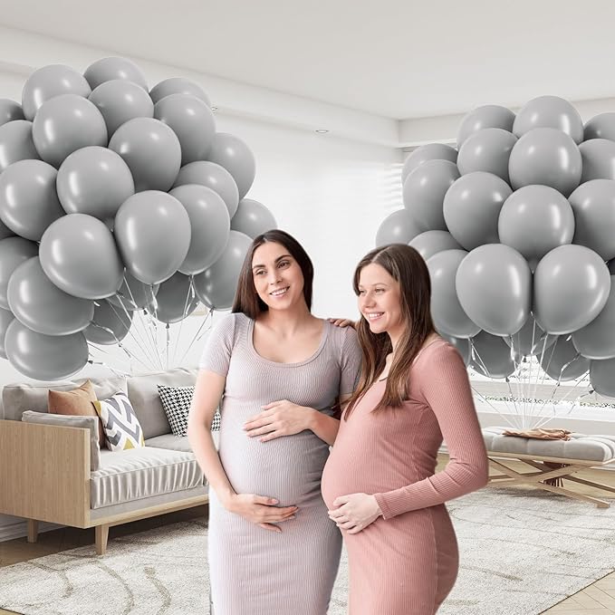 Gray Balloons 12 inch, Grey Latex Balloons 50pcs Party Balloons for Birthday Baby Shower Wedding Anniversary Party Decorations