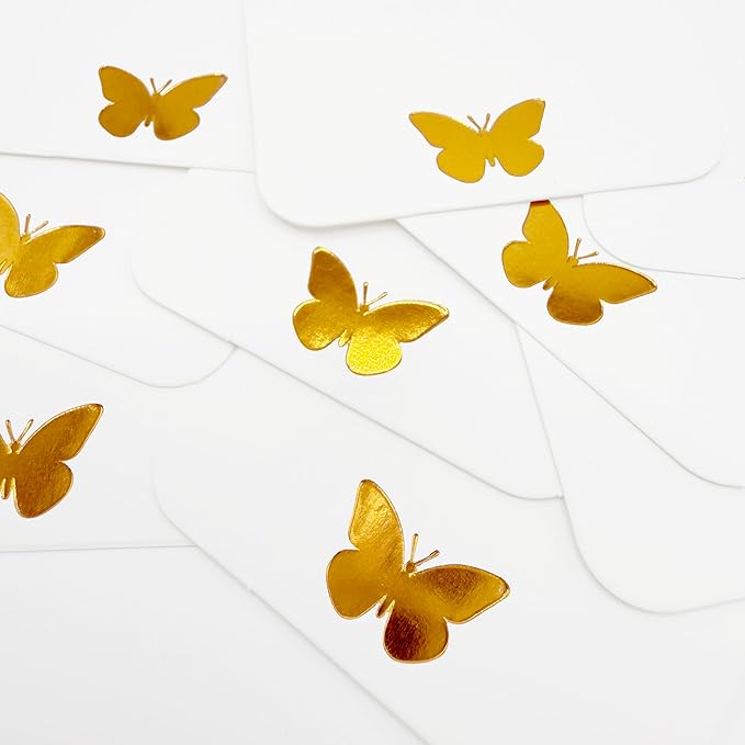 ASYEHJNR 100Pcs Blank Gift Tags with String, Foil Gold Butterfly Large Gift Tags with 65 Ft Jute Twine White Paper Cute Tags for Birthday Baby Shower Wedding Party Gift Wrap Tags