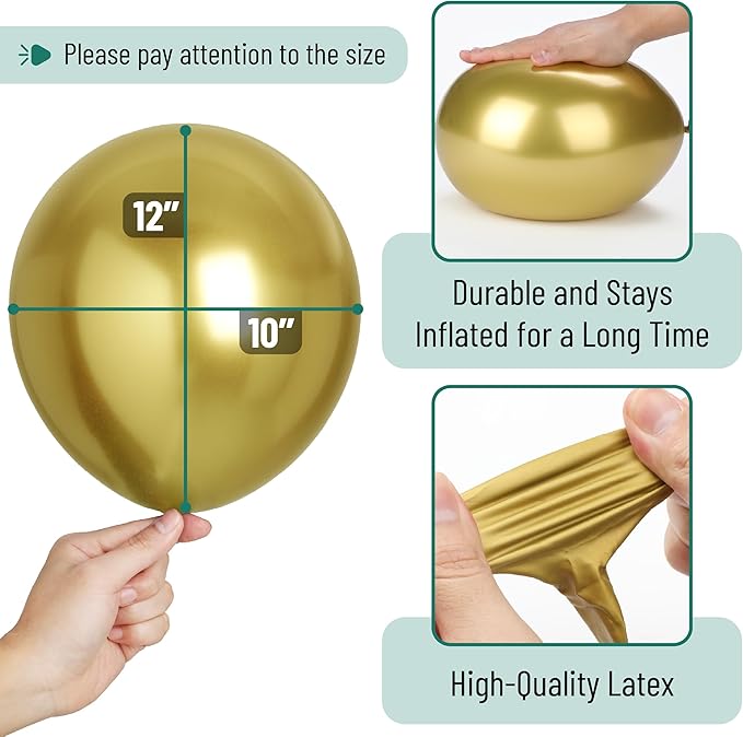 Mr. Pen- Metallic Balloons, 12 Inch, 54 Pack, Metallic Gold Balloons & Gold Confetti for Birthday Party