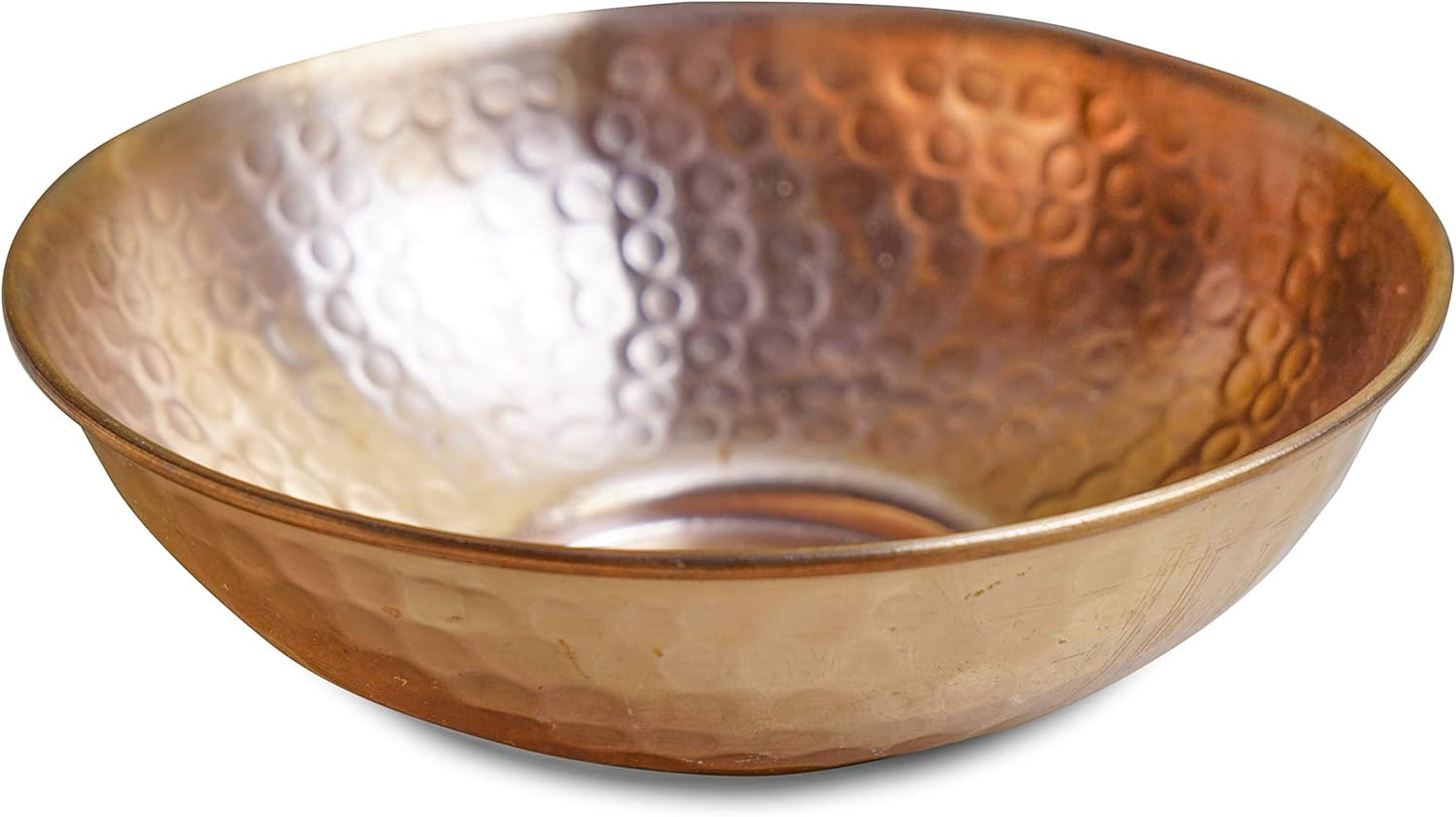 GoCraft Pure Copper Decorative Bowl | Hammered Finish Pure Copper Bowl for Nuts, Salad, Fruits & Kitchen Serving Purposes - 5" Dia & 2" Height (Small)