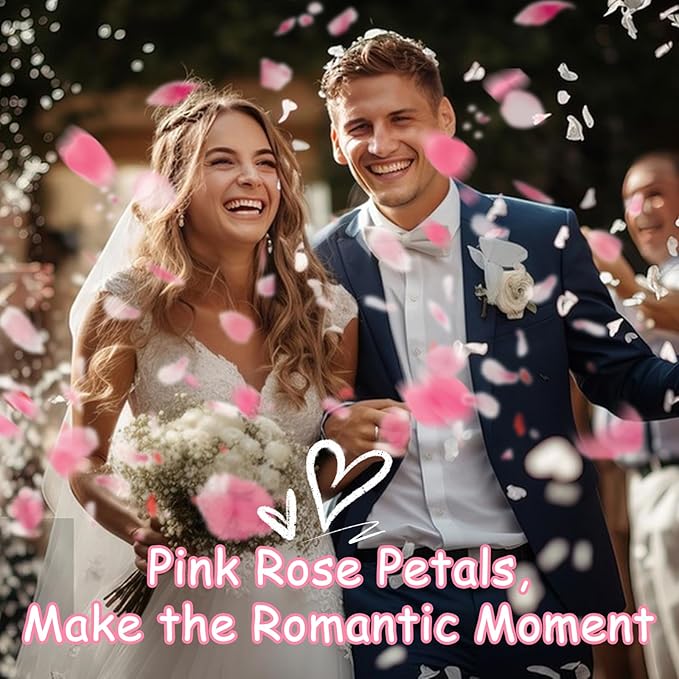 Real Pink Rose Petals – 180+PCS Freeze Dried Flower Confetti for Wedding, Proposal, Romantic Night, Table Centerpiece Décor (1.75oz/50g)