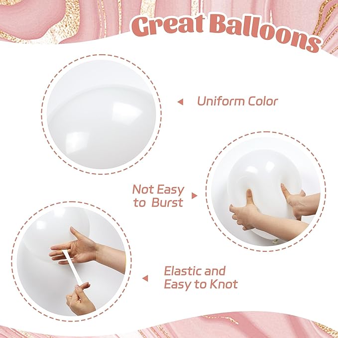 60pcs Rose Gold Balloons 12inch with Pearl White Rose Gold Confetti Balloons for Engagement Bridal Shower Wedding Birthday Party Decorations