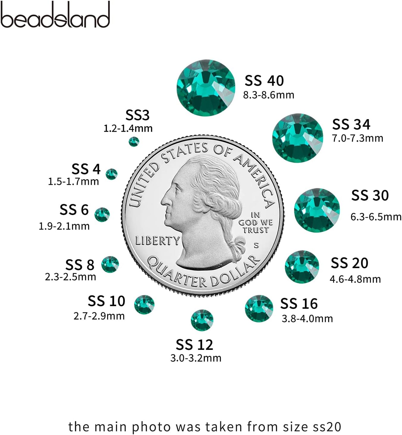 Beadsland Hotfix Rhinestones, 288pcs Flatback Crystal Rhinestones for Crafts Clothes DIY Decoration, Blue Zircon, SS30, 6.3-6.5mm