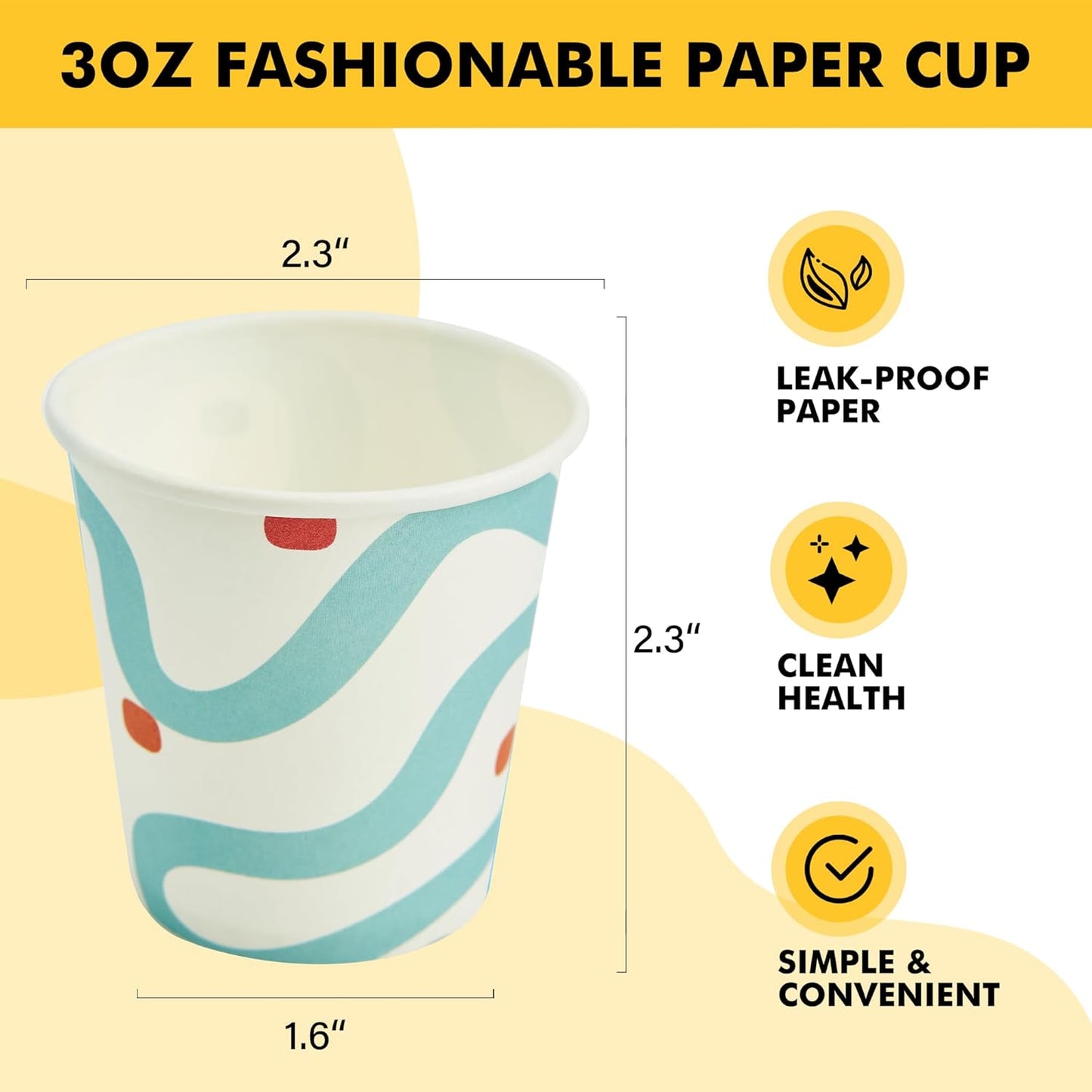 RACETOP [300 Pack] Paper Cups 3 oz, Bathroom Cups 3 oz, Disposable Bathroom Paper Cups, Small Mouthwash Cups, Ideal for Party, Travel
