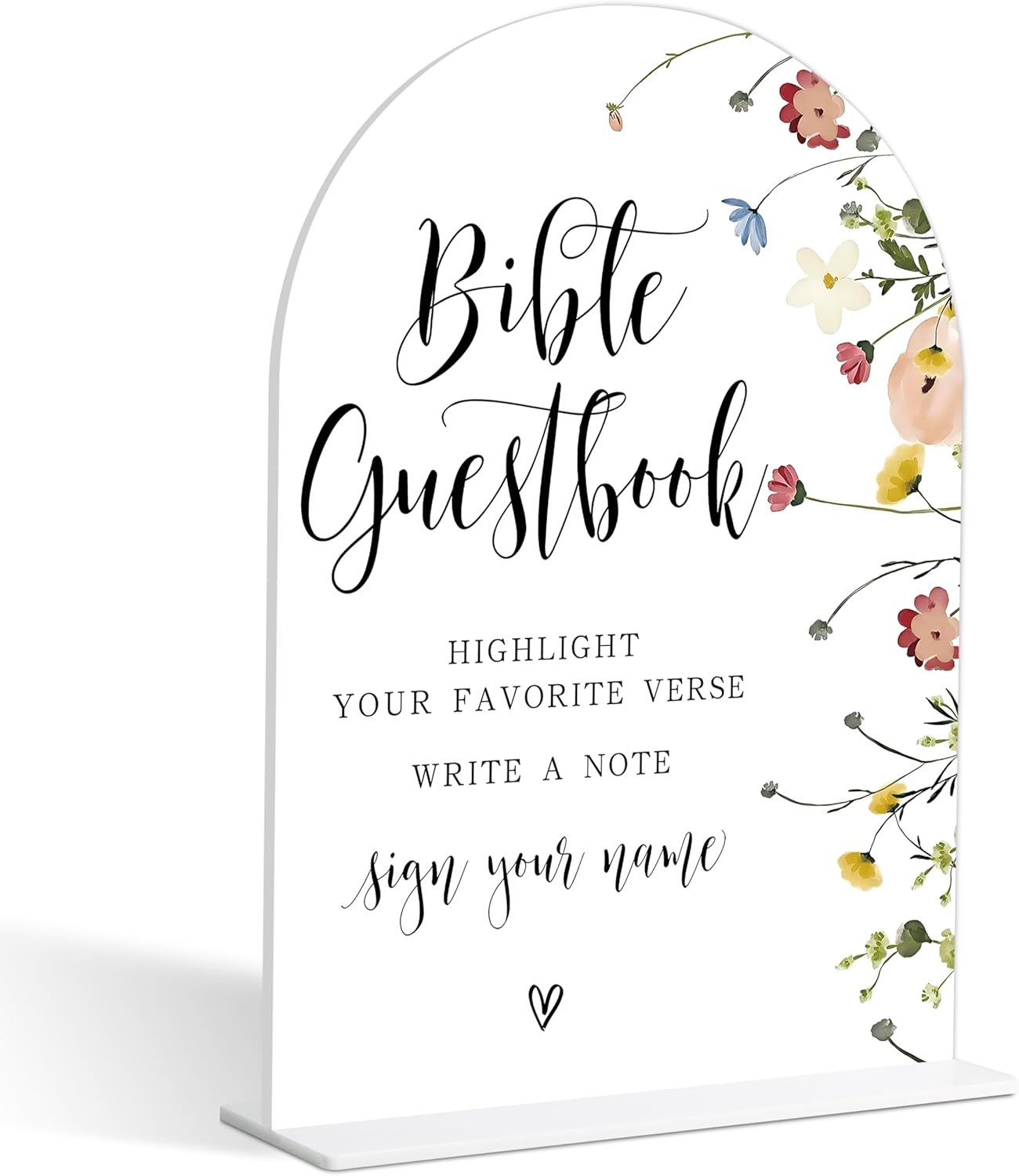 Wedding Bible Guest Book Sign, Flower Style Bridal Shower Signs for Engagement, Bridal Shower and Reception, Bridal Shower Decorations, Wedding Shower Favors, 6X8 Inch Acrylic Arch Sign with Stand,39