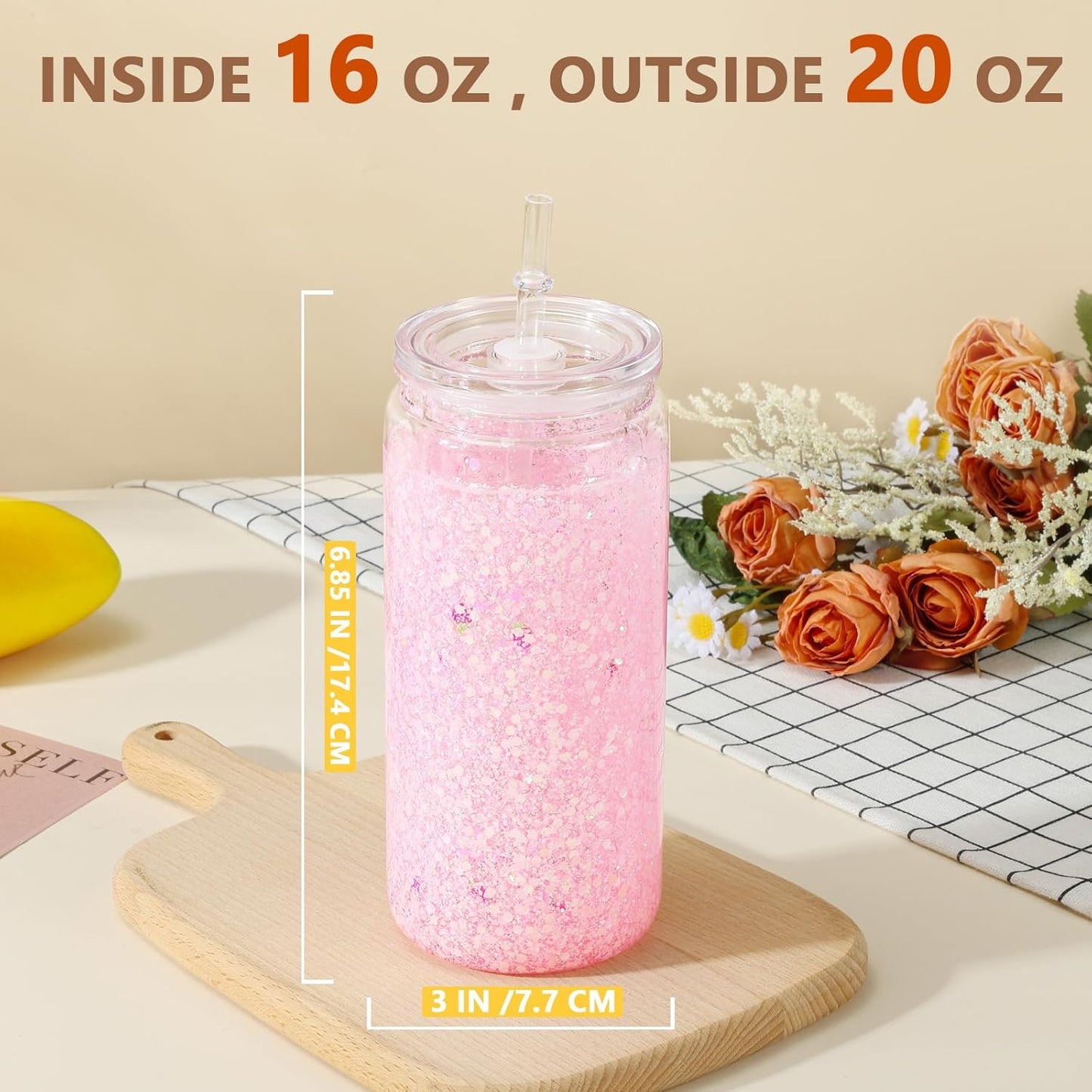 20 Oz Acrylic Snowglobe Tumbler Including Diy Kit, 4 Pack Pre-Drilled Double Wall Plastic Snowglobe Cup for Glitter Snow Globe Diy